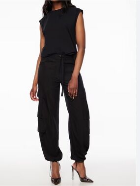 Dynamite Black Cargo Jogger Pants with Utility Pockets